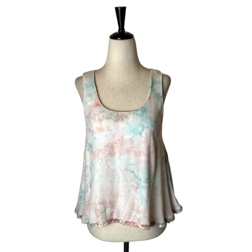 Young Fabulous & Broke Shirt Women Small White Tie Dye Racerback Tank Top Boho
